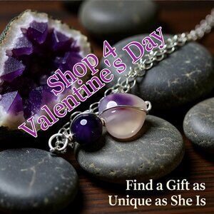 Sweetheart! Plump Purple Agate Heart Necklace! Super Cute & Feminine & Girlie!